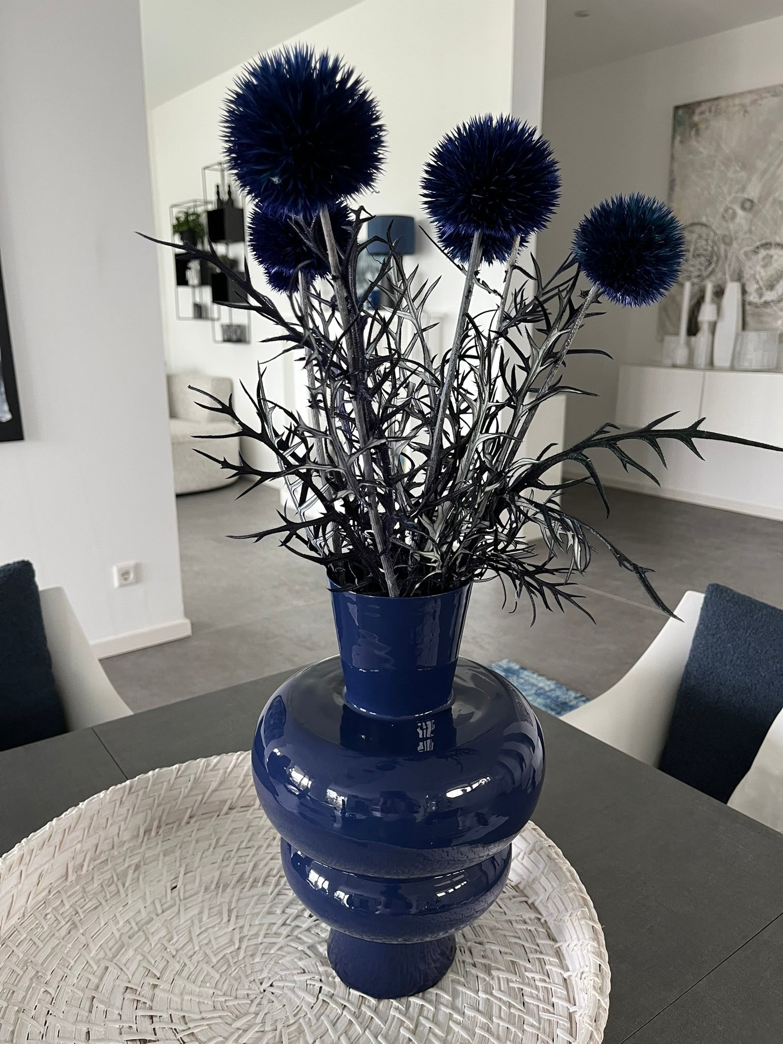 Metallvase Blau