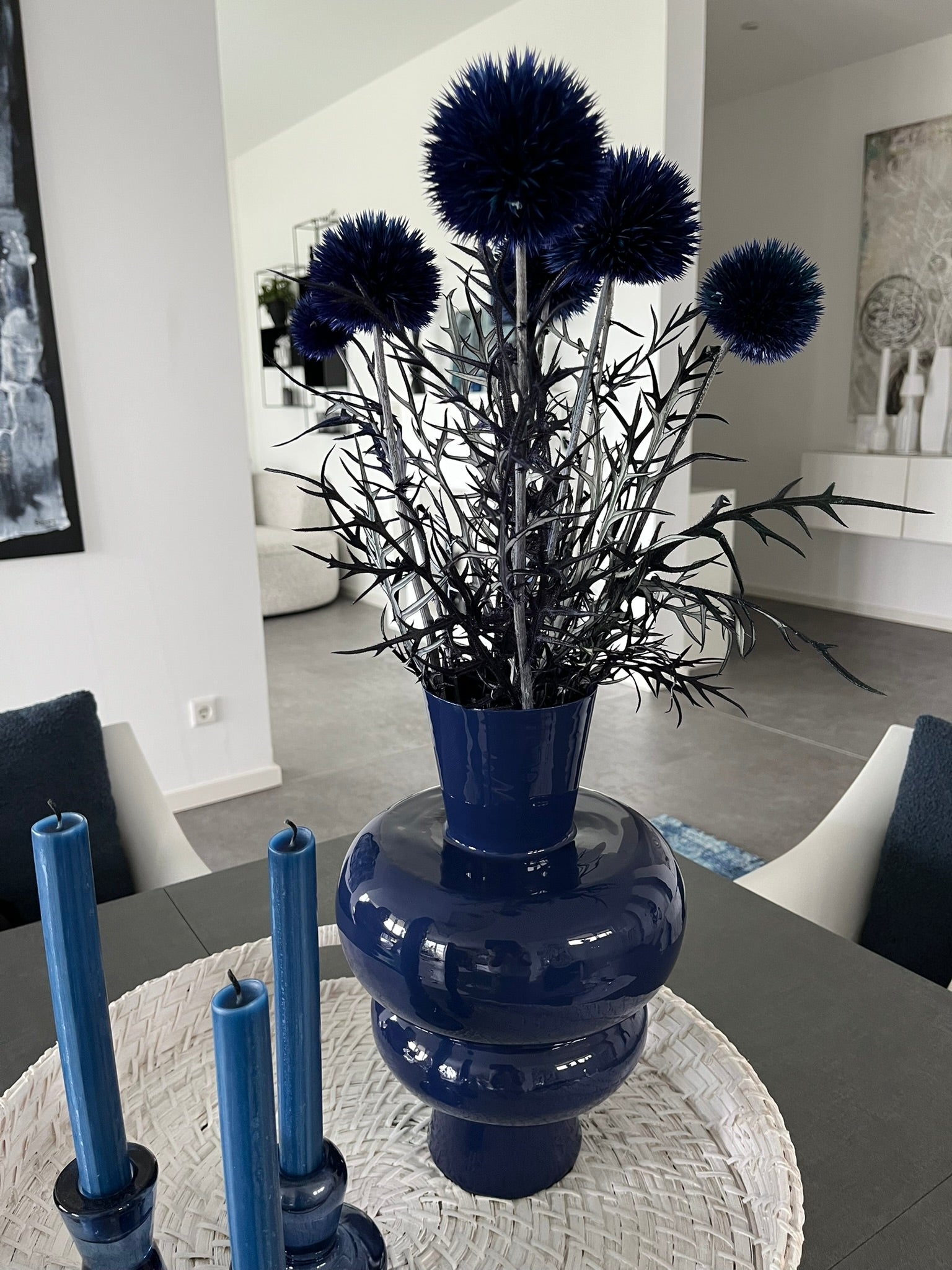 Metallvase Blau
