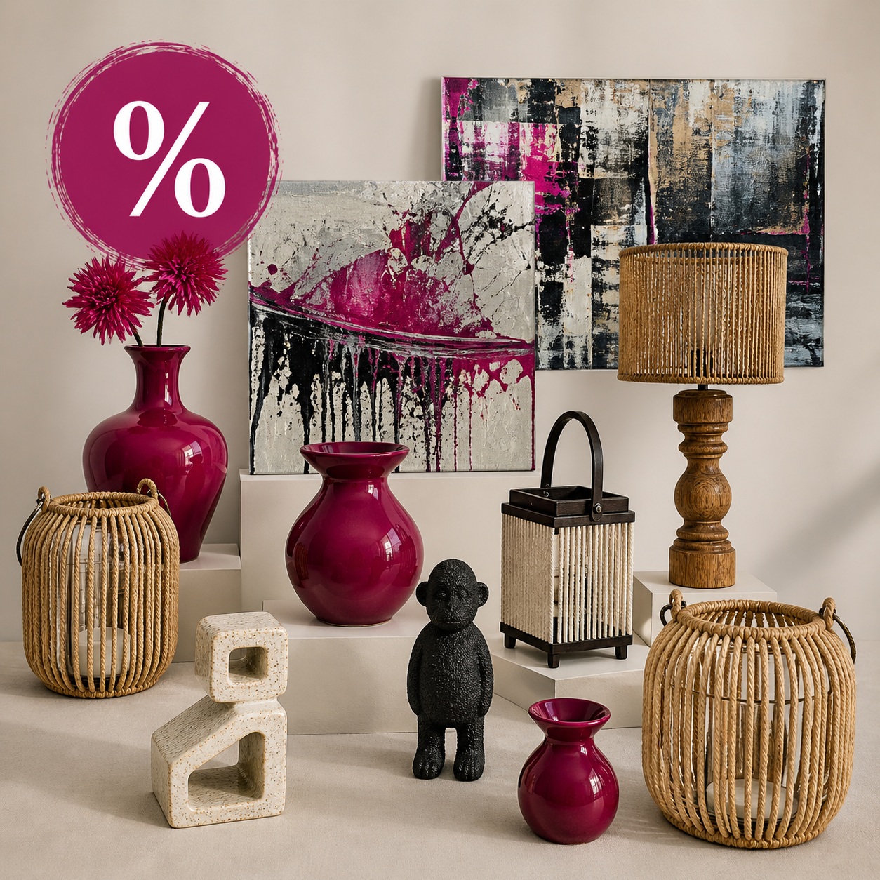 Moderne Dekoration und Acrylbilder im Angebot bei Atelier B mit stilvoller Produktdarstellung und Rabattaktion