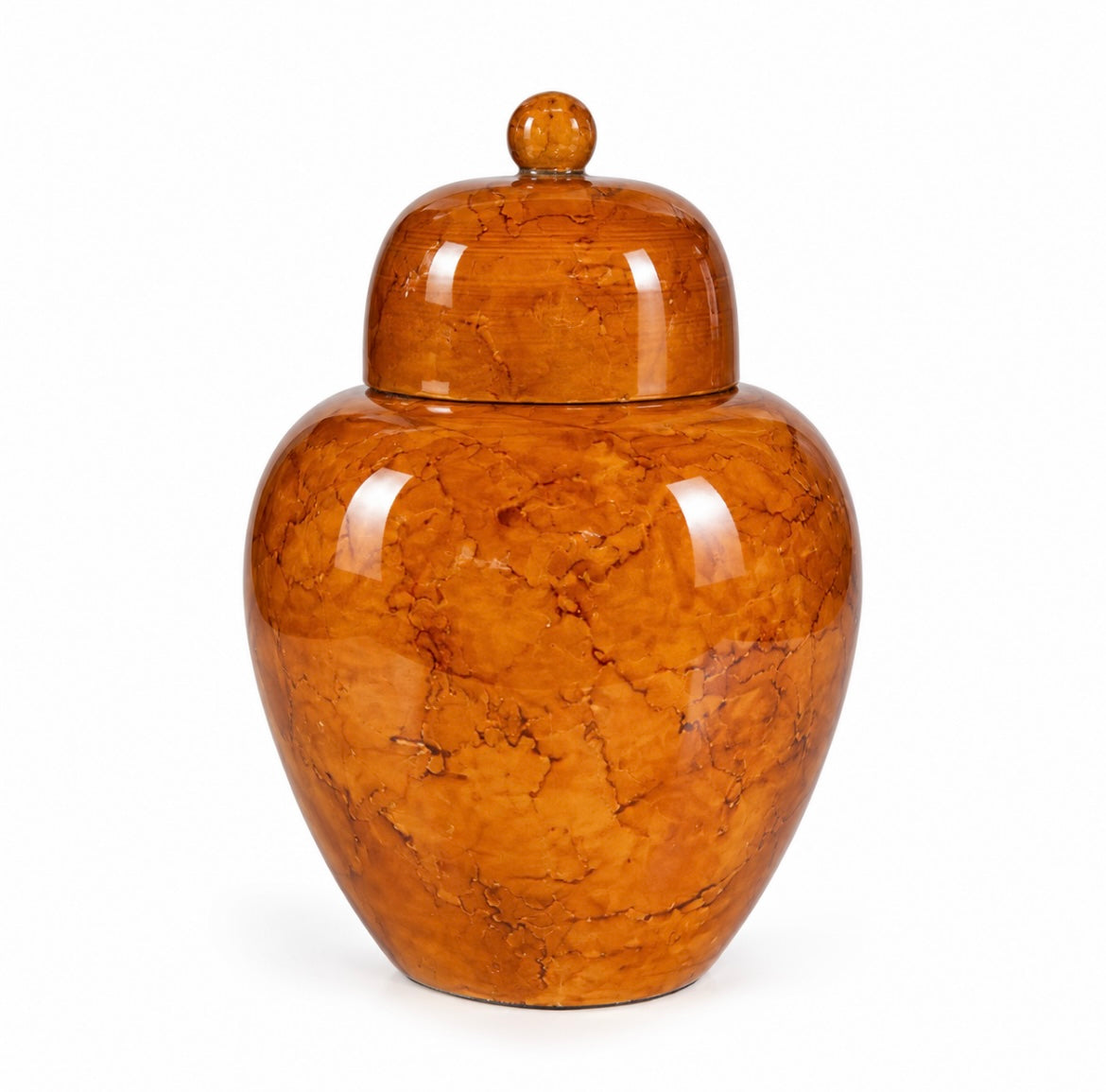 Dekorative Vase mit Deckel in Bernsteinbraun