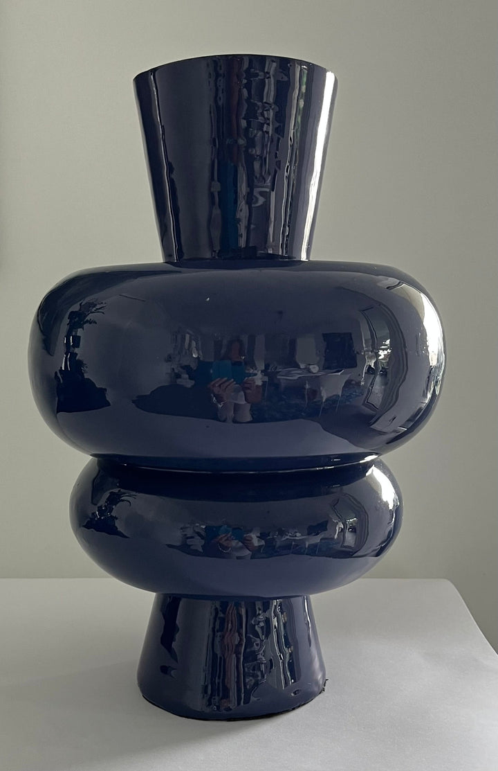 Metallvase Blau