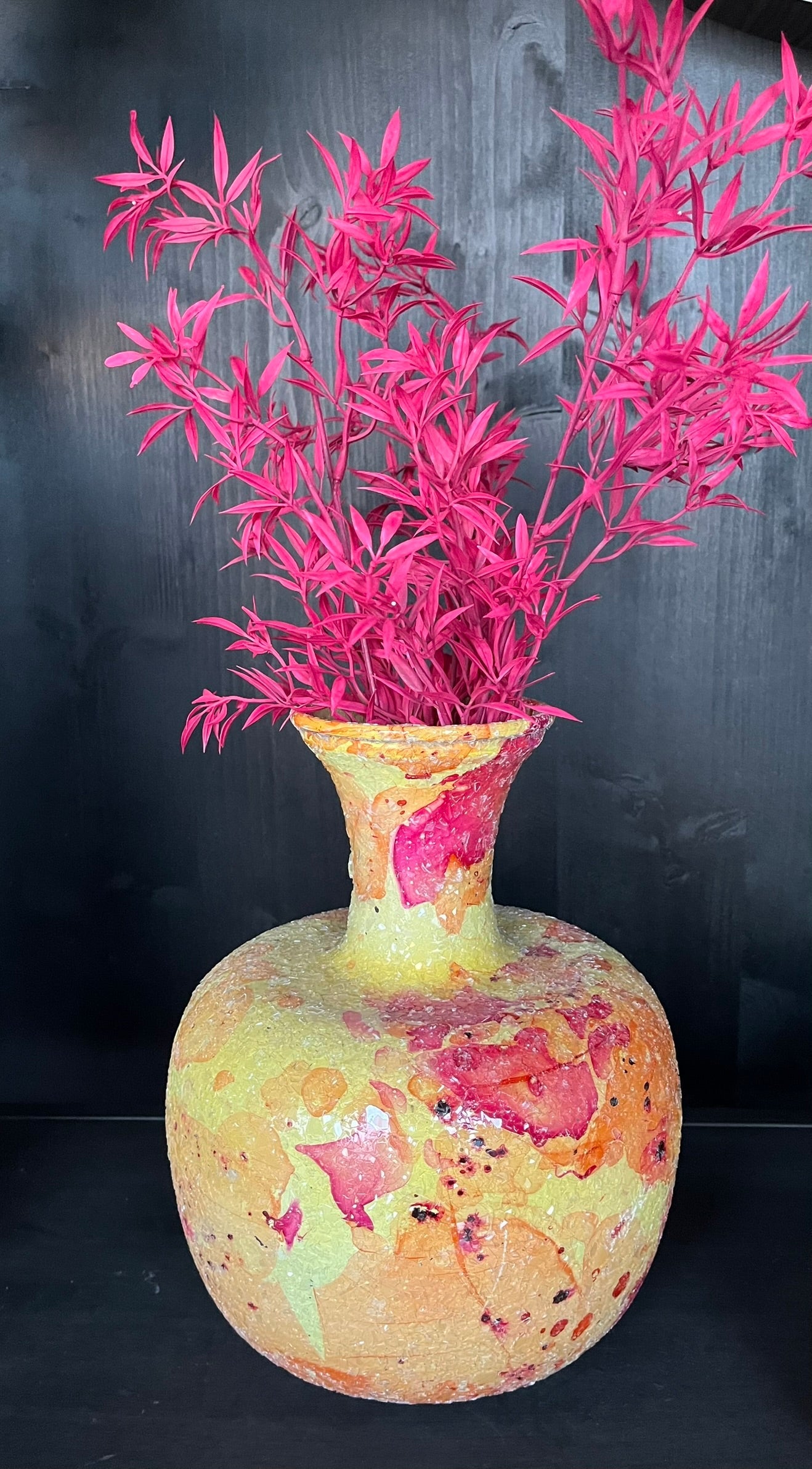 Metallvase orange-gelb