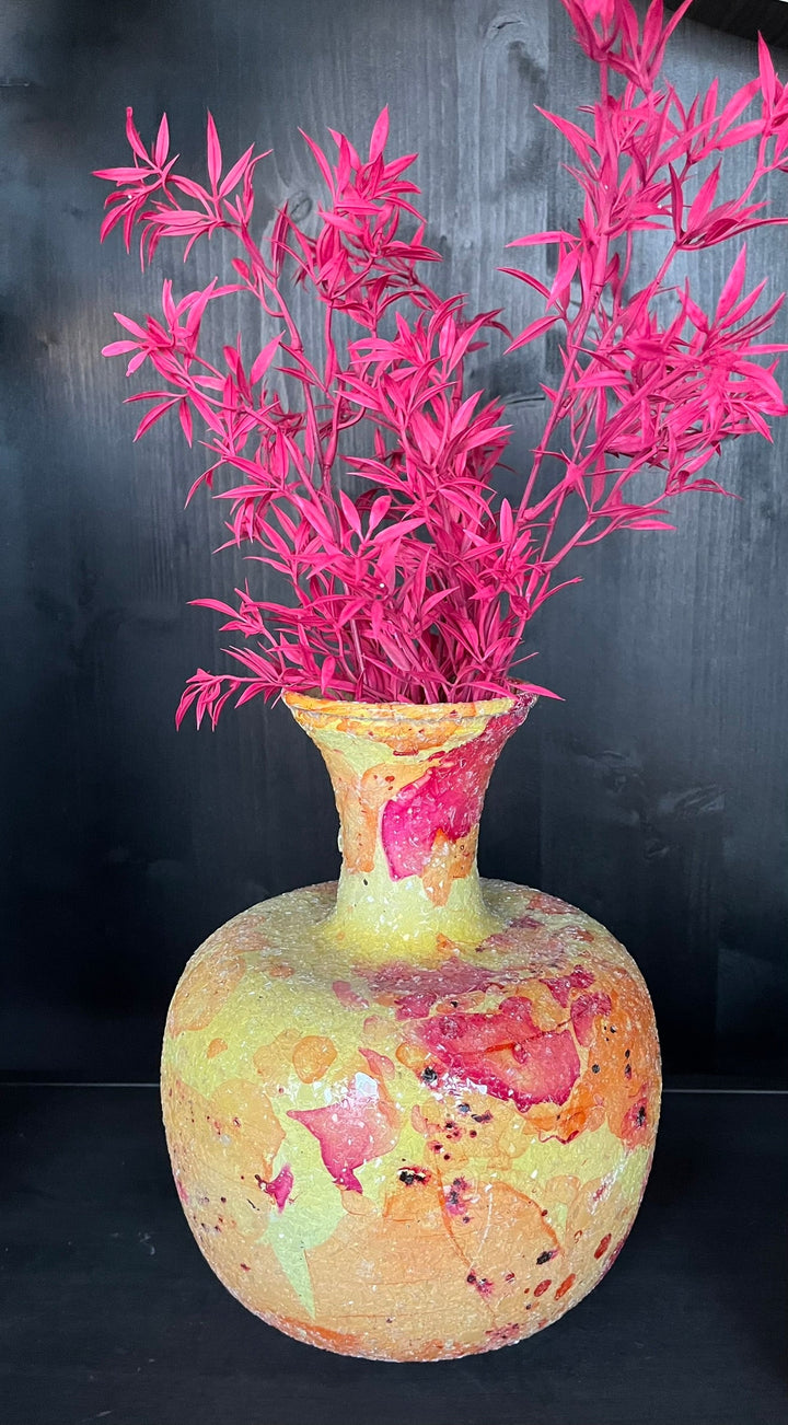 Metallvase orange-gelb