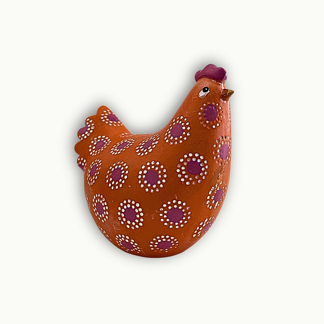  Kleines Deko Huhn in Orange-Pink aus Keramik, moderne Dekoration für Wohnzimmer oder Regal