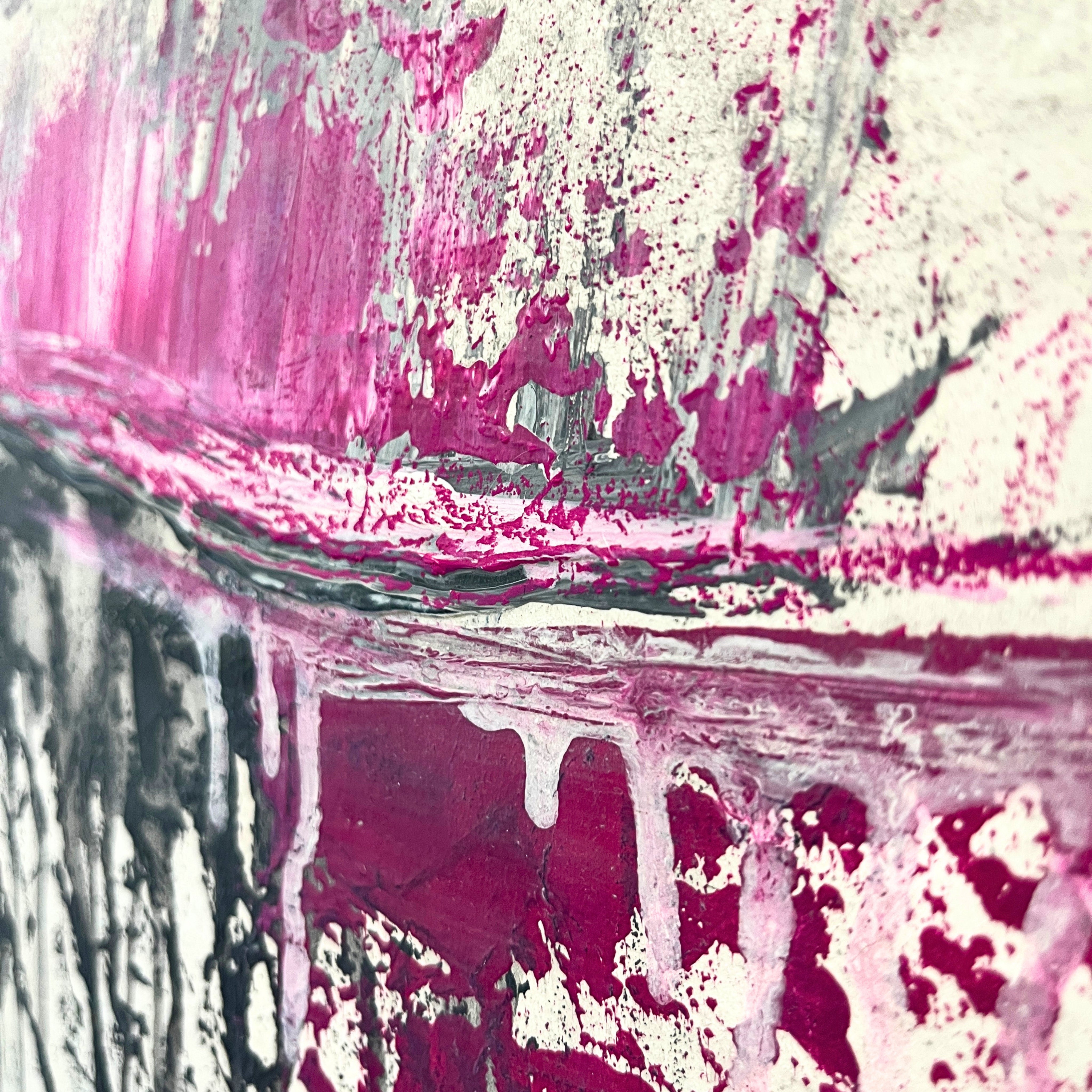 struktur von den Acrylfarben weiß, grau, schwarz und pink 