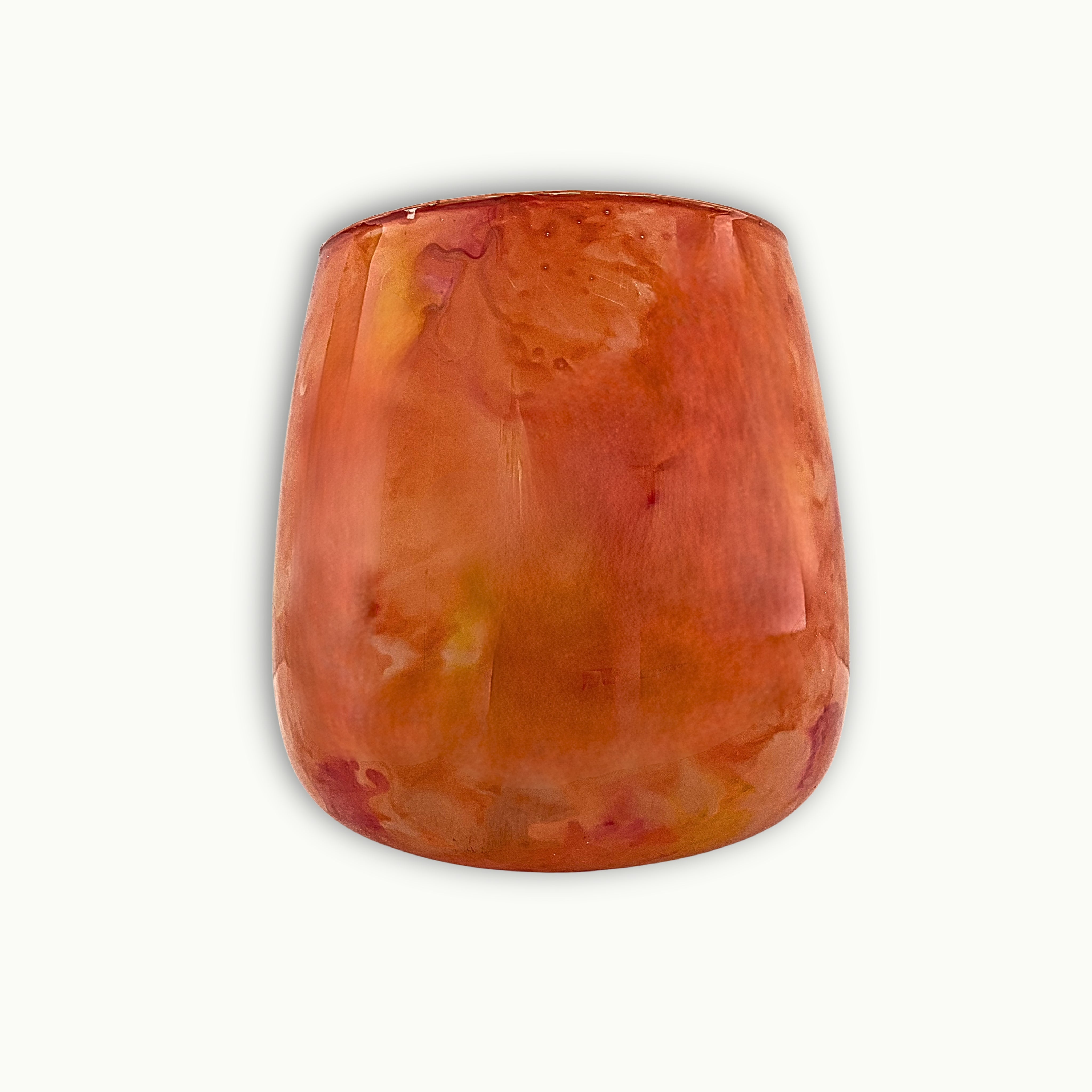 Modernes Windlicht aus Glas in warmem Orange als kleine Vase oder Kerzenhalter – stilvolle Dekoration für Wohnzimmer und Tisch