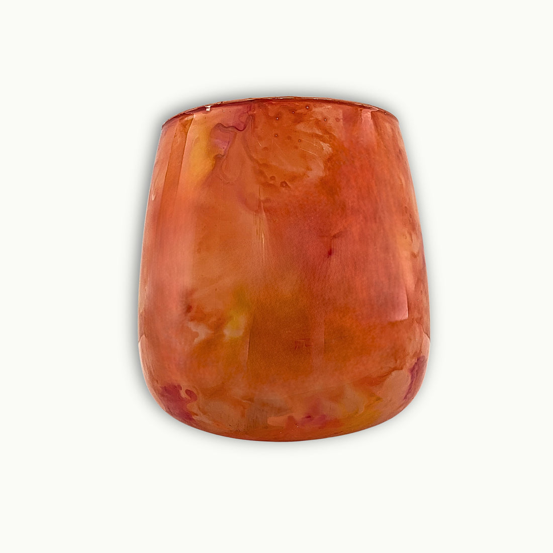 Modernes Windlicht aus Glas in warmem Orange als kleine Vase oder Kerzenhalter – stilvolle Dekoration für Wohnzimmer und Tisch