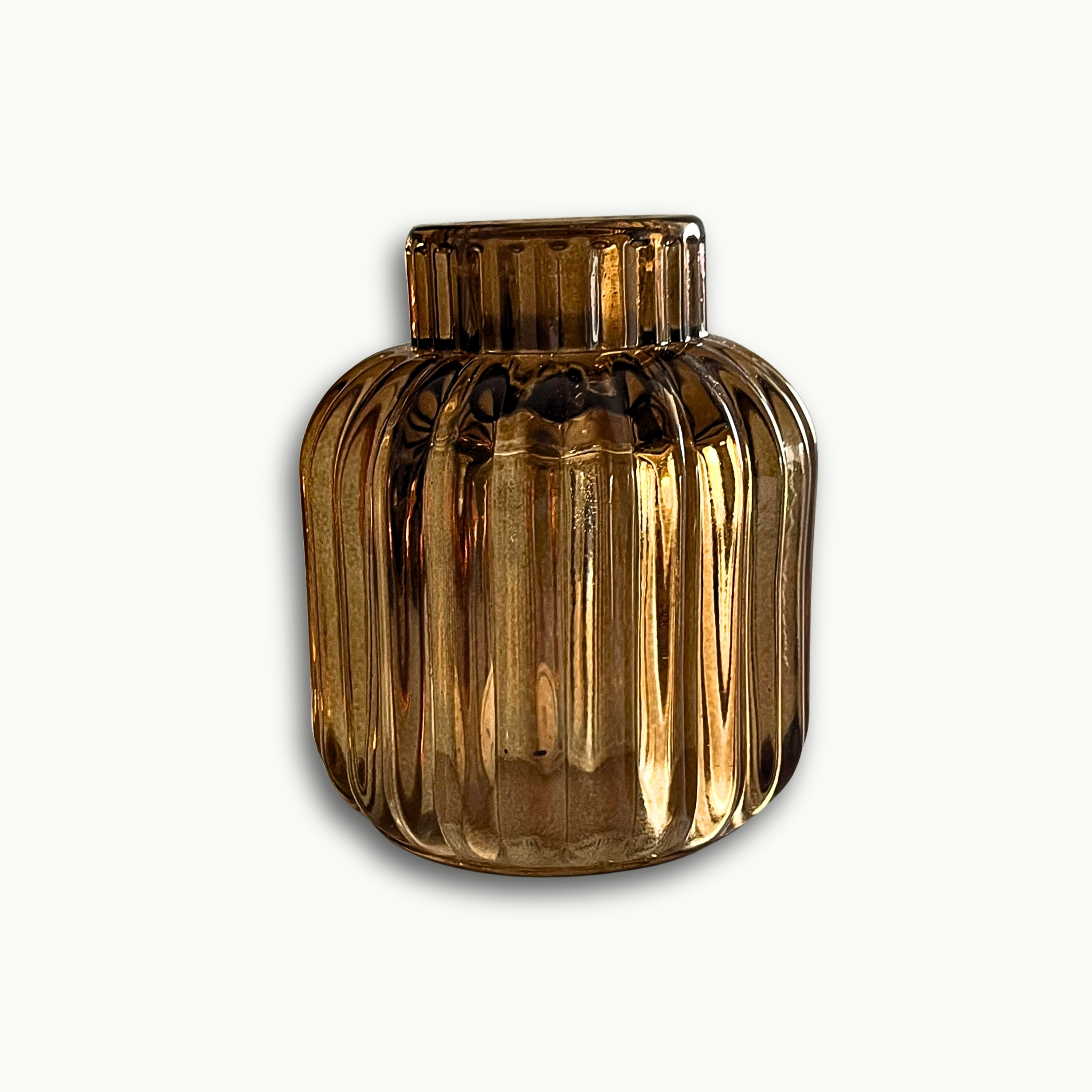     Glas Kerzenständer mittel in braunem Design