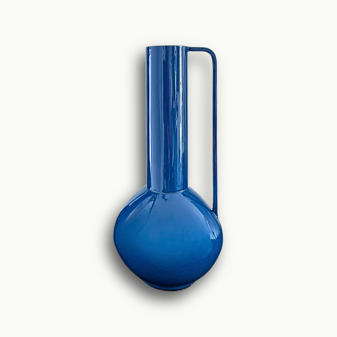 Moderne Metallvase in blau 